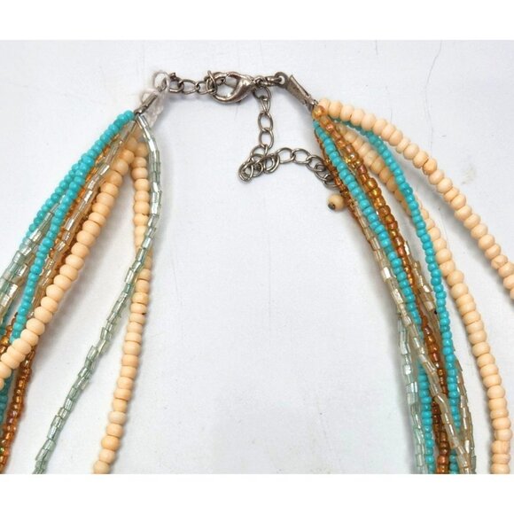 Natural Multi Color Multi Strand Seed Bead Necklace - Picture 2 of 2